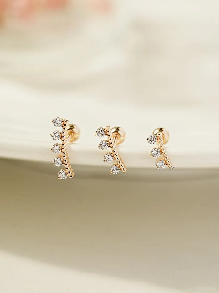 Earrings MinimalBijoux 14K Gold CZ Tiara Cartilage Earring 20G18G16G