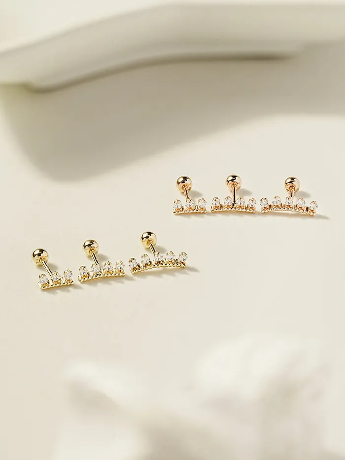 Earrings MinimalBijoux 14K Gold CZ Tiara Cartilage Earring 20G18G16G