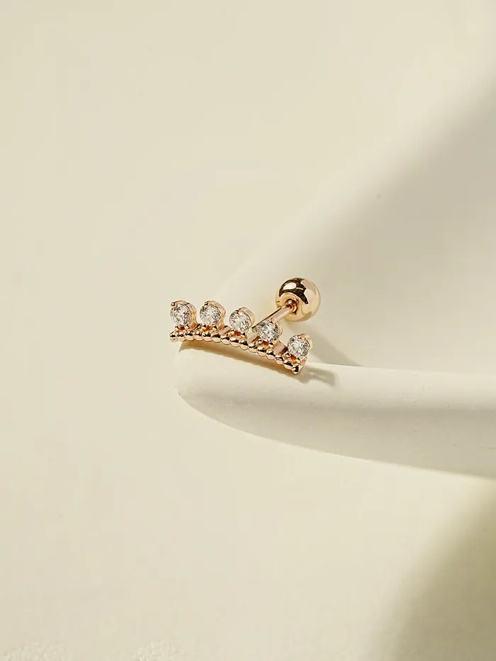 Earrings MinimalBijoux 14K Gold CZ Tiara Cartilage Earring 20G18G16G