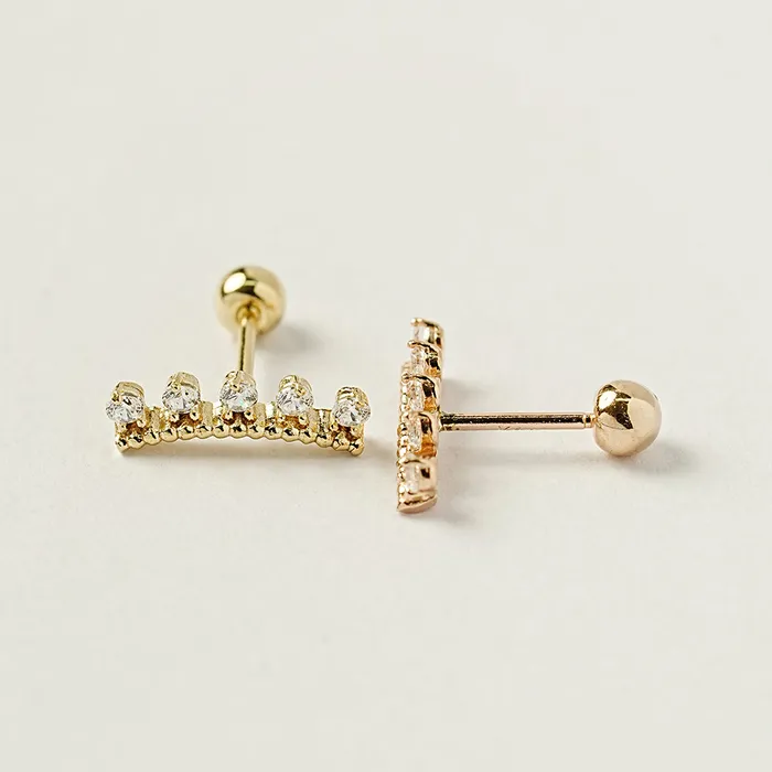 Earrings MinimalBijoux 14K Gold CZ Tiara Cartilage Earring 20G18G16G