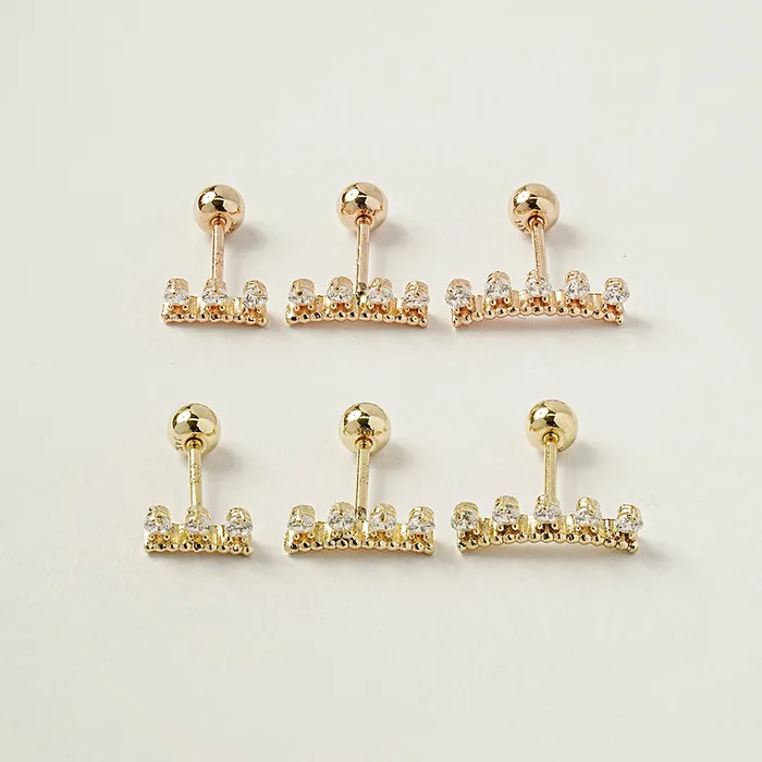 Earrings MinimalBijoux 14K Gold CZ Tiara Cartilage Earring 20G18G16G