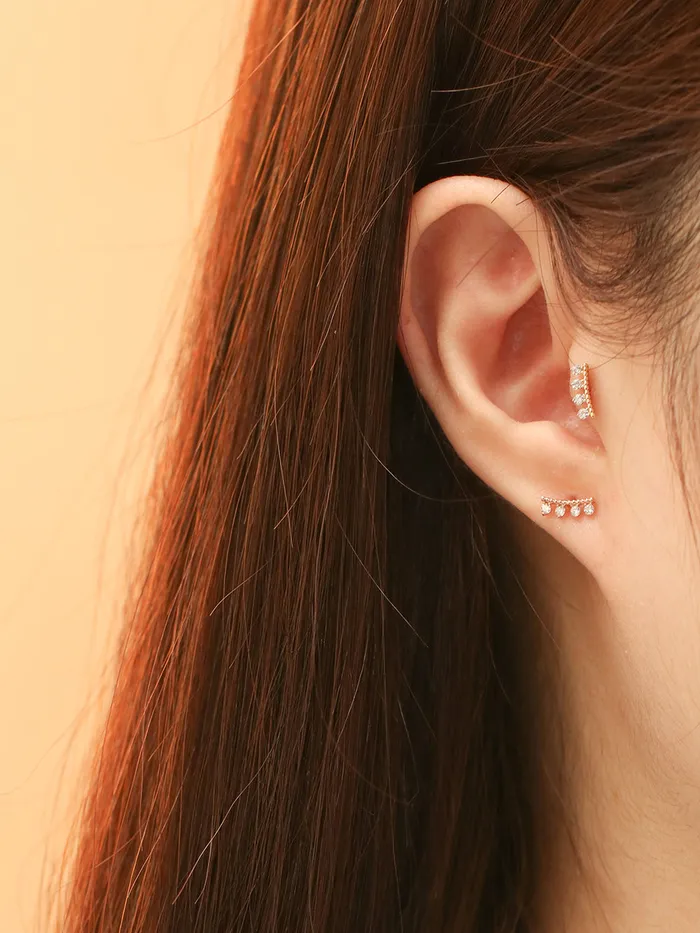 Earrings MinimalBijoux 14K Gold CZ Tiara Cartilage Earring 20G18G16G