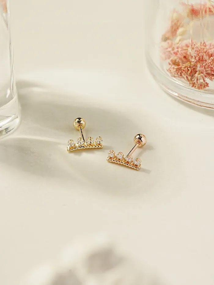 Earrings MinimalBijoux 14K Gold CZ Tiara Cartilage Earring 20G18G16G