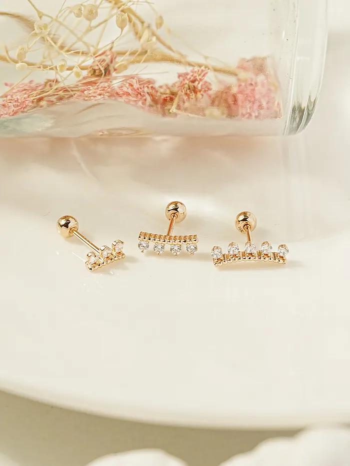 Earrings MinimalBijoux 14K Gold CZ Tiara Cartilage Earring 20G18G16G