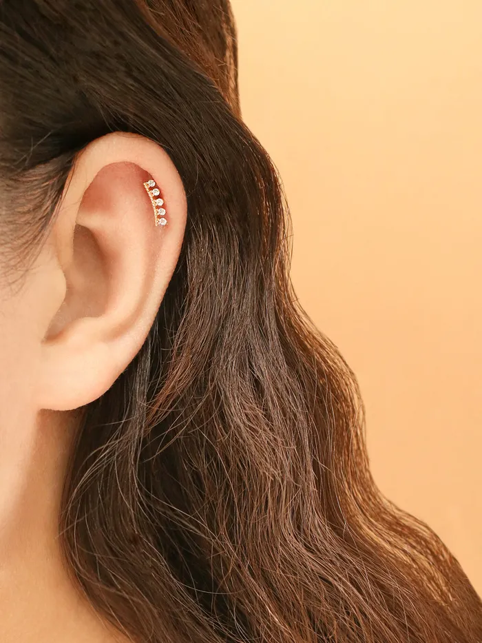 Earrings MinimalBijoux 14K Gold CZ Tiara Cartilage Earring 20G18G16G