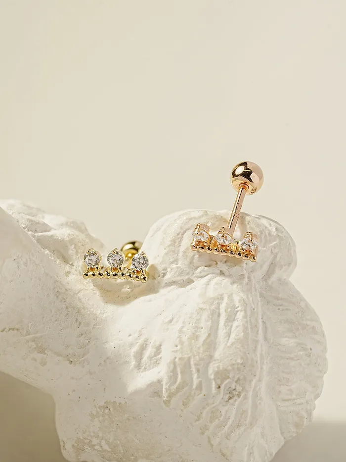Earrings MinimalBijoux 14K Gold CZ Tiara Cartilage Earring 20G18G16G