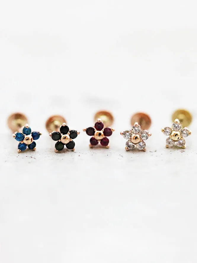 Earrings MinimalBijoux 14K Gold Flower Labret Piercing 18G16G