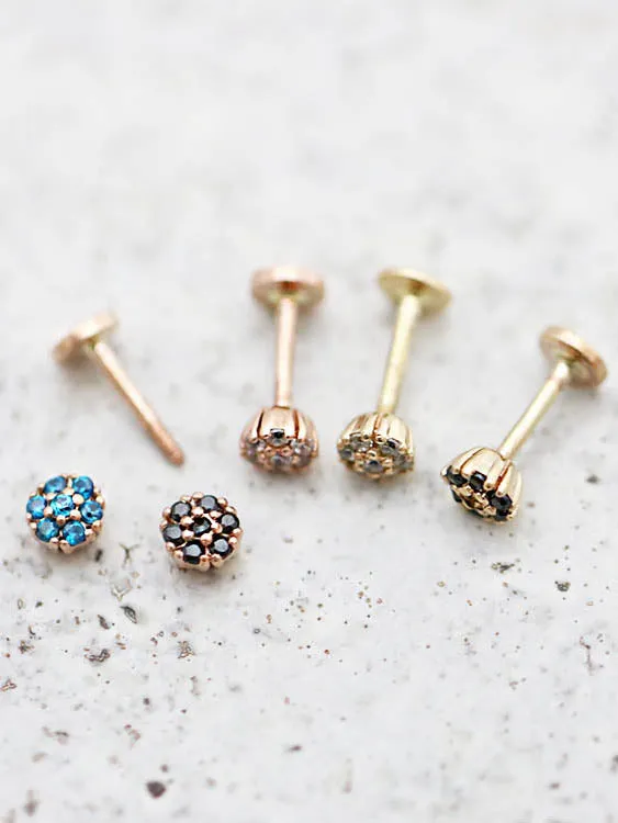 Earrings MinimalBijoux 14K Gold Flower Labret Piercing 18G16G