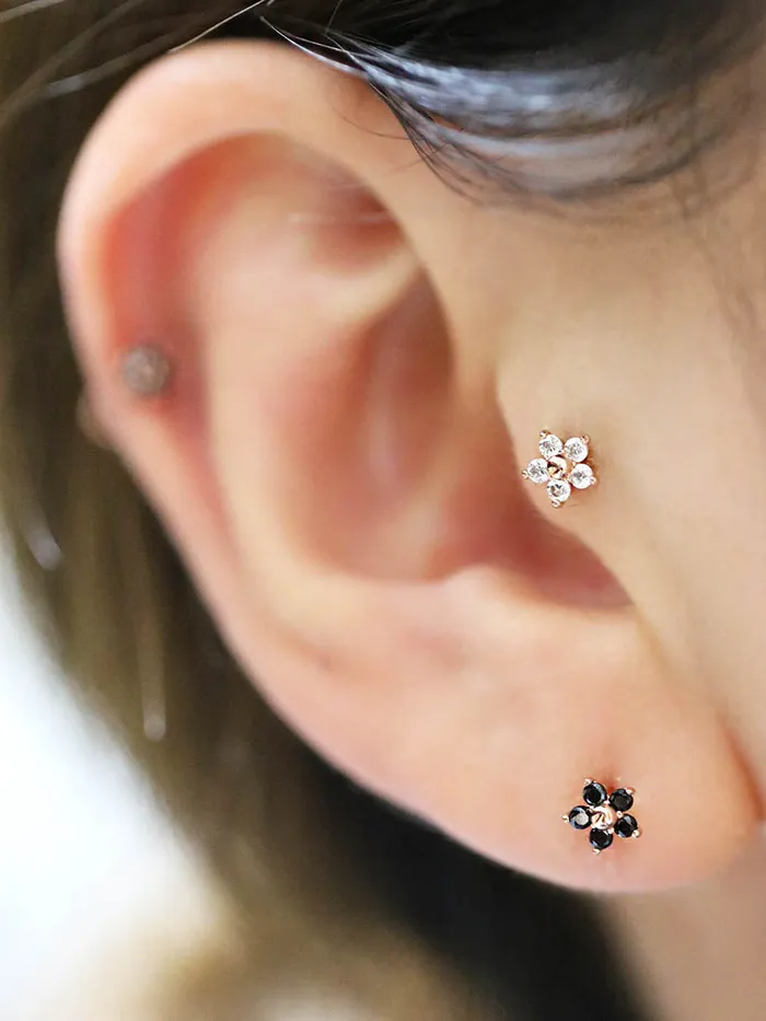 Earrings MinimalBijoux 14K Gold Flower Labret Piercing 18G16G