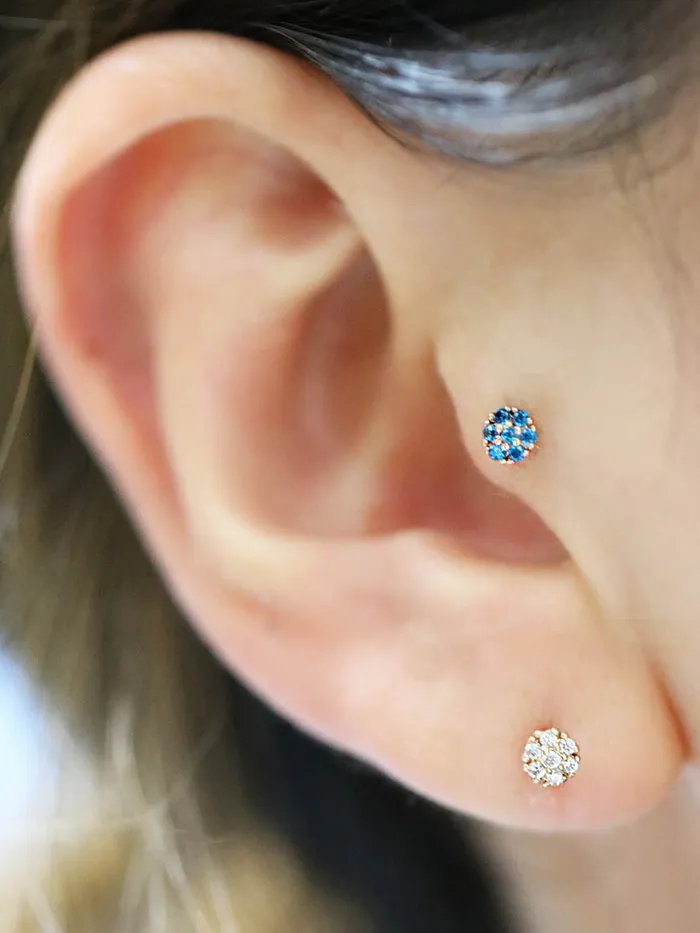 Earrings MinimalBijoux 14K Gold Flower Labret Piercing 18G16G
