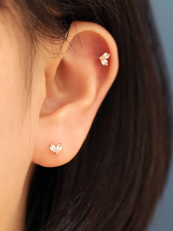 Earrings MinimalBijoux 14K Gold Mini Tear Drop Heart cartilage earring 20g