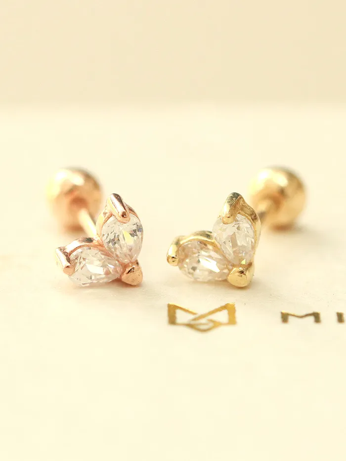 Earrings MinimalBijoux 14K Gold Mini Tear Drop Heart cartilage earring 20g