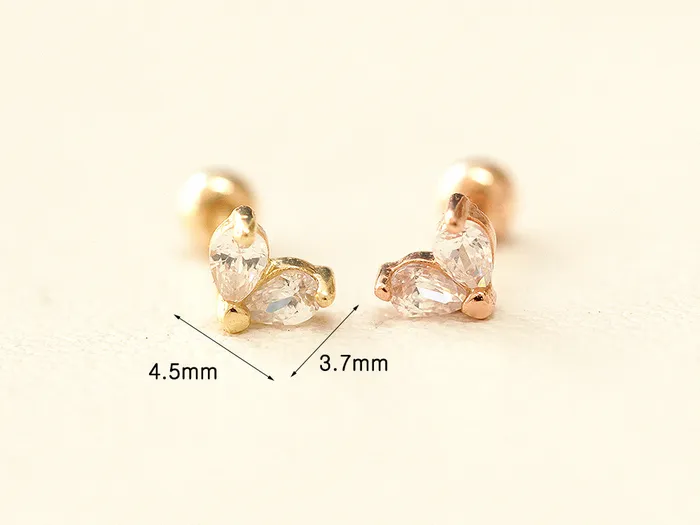 Earrings MinimalBijoux 14K Gold Mini Tear Drop Heart cartilage earring 20g