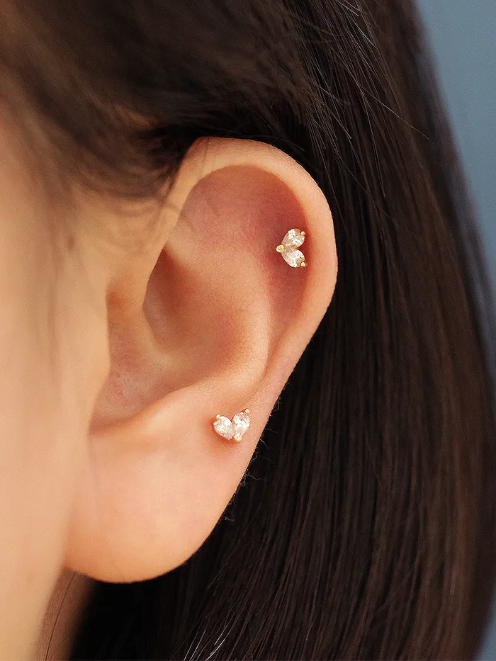 Earrings MinimalBijoux 14K Gold Mini Tear Drop Heart cartilage earring 20g