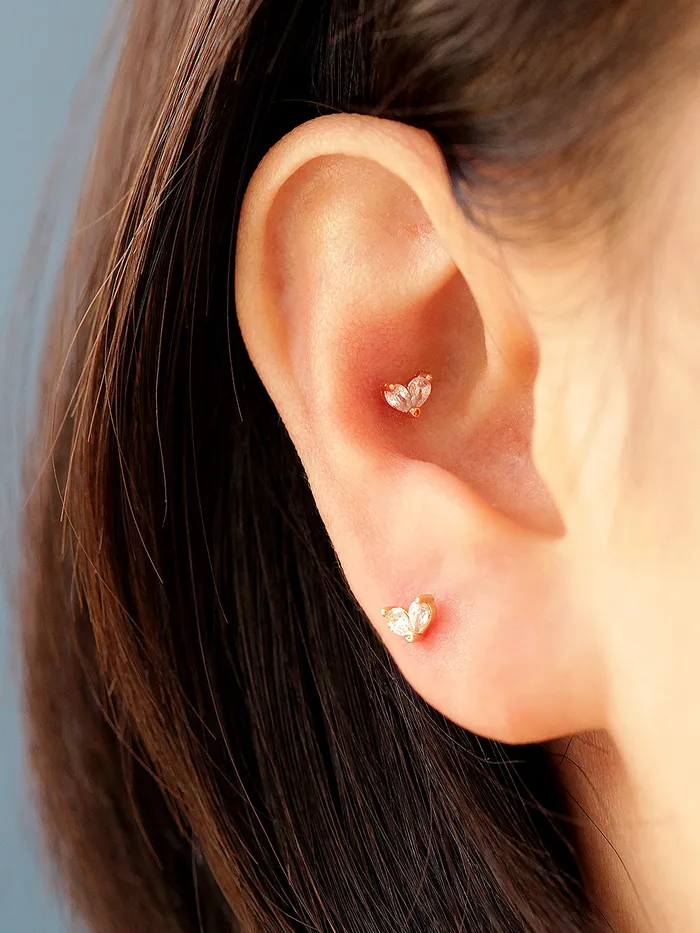Earrings MinimalBijoux 14K Gold Mini Tear Drop Heart cartilage earring 20g