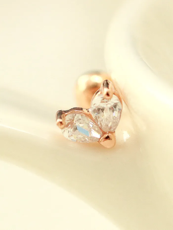 Earrings MinimalBijoux 14K Gold Mini Tear Drop Heart cartilage earring 20g