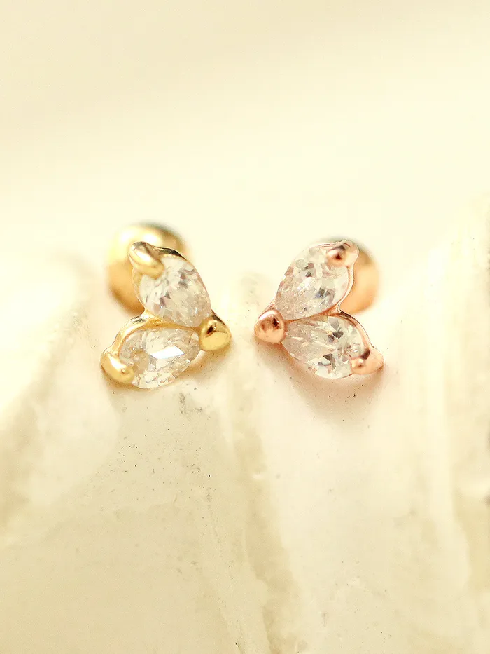 Earrings MinimalBijoux 14K Gold Mini Tear Drop Heart cartilage earring 20g