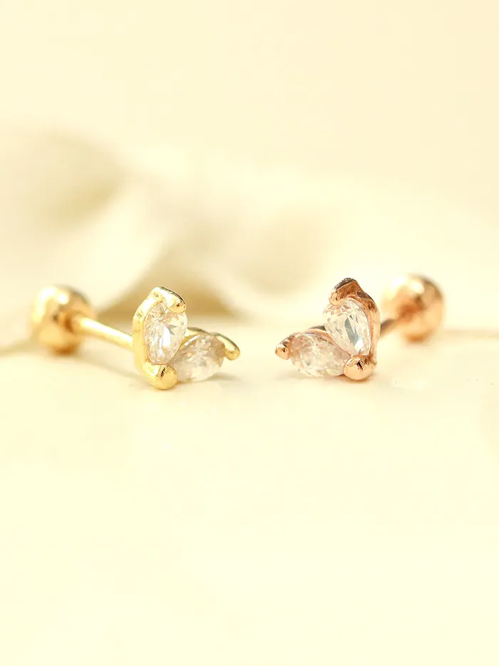 Earrings MinimalBijoux 14K Gold Mini Tear Drop Heart cartilage earring 20g