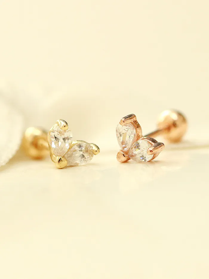 Earrings MinimalBijoux 14K Gold Mini Tear Drop Heart cartilage earring 20g