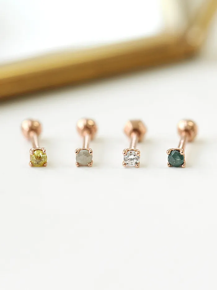 Earrings MinimalBijoux 14K Gold Rough Diamond Cartilage Earring 2mm 18G16G