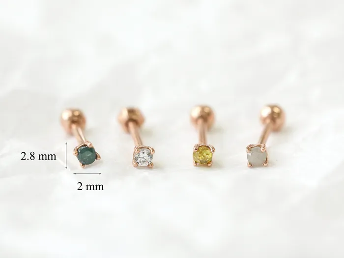 Earrings MinimalBijoux 14K Gold Rough Diamond Cartilage Earring 2mm 18G16G