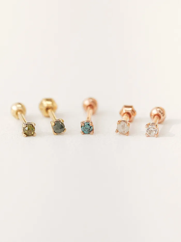 Earrings MinimalBijoux 14K Gold Rough Diamond Cartilage Earring 2mm 18G16G