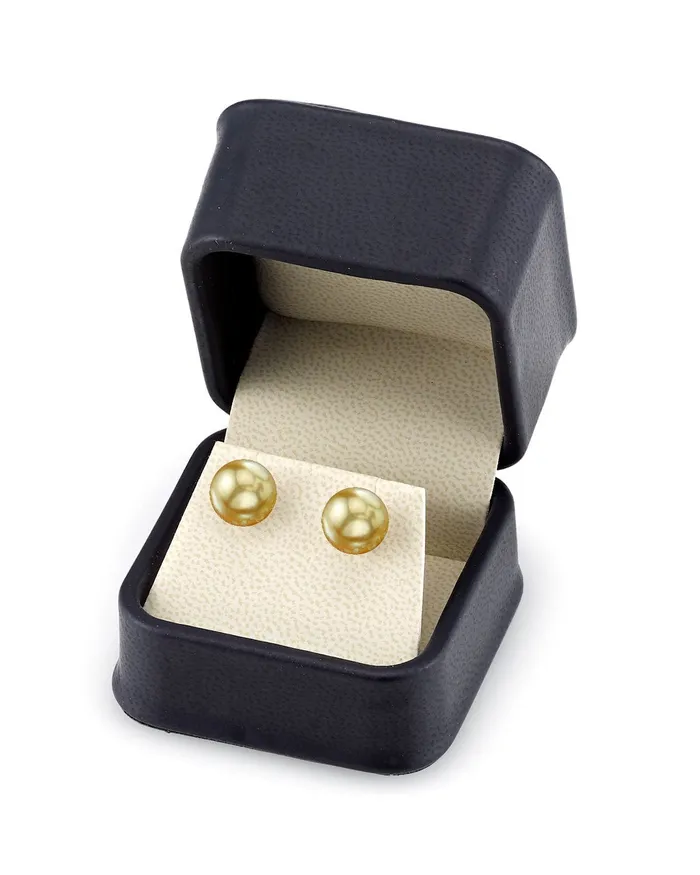 Earrings SPT Golden South Sea Round Pearl Stud Earrings 100110mm