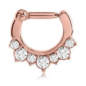 Earrings Tulsa Body Jewelry Crown CZ Rose Gold Septum Clicker
