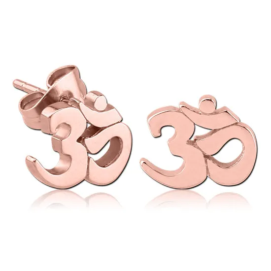 Earrings Tulsa Body Jewelry Om Rose Gold Stud Earrings