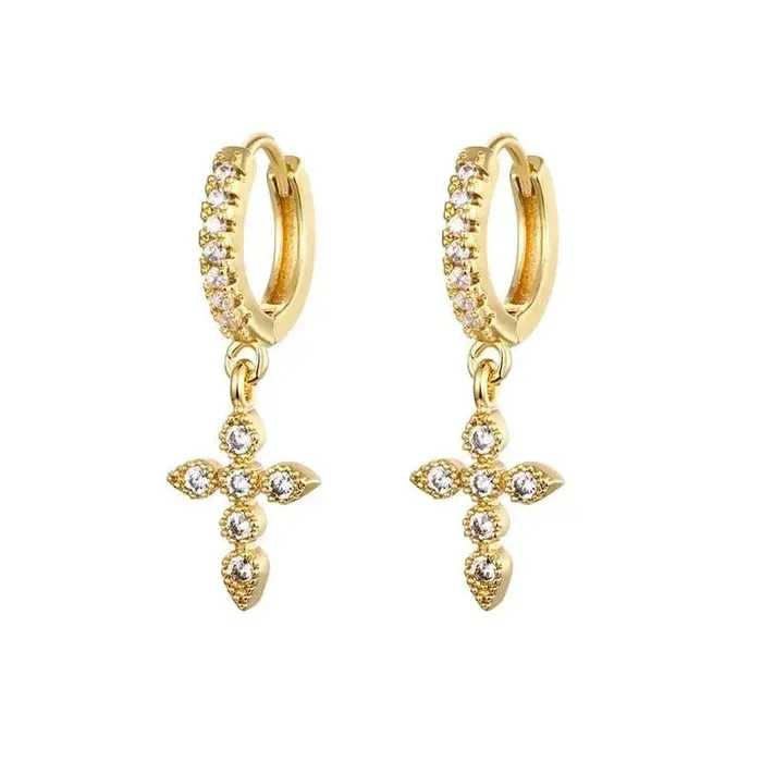 Gold Cross Hoop Earrings Mabel Love Co Earrings