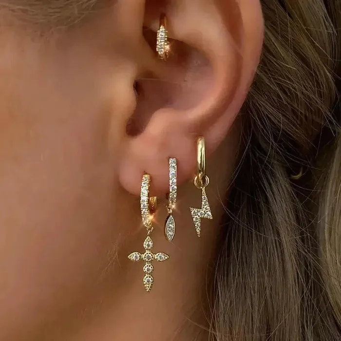 Gold Cross Hoop Earrings Mabel Love Co Earrings