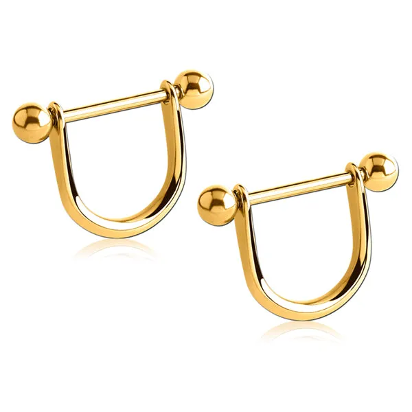 Gold Nipple Stirrups Tulsa Body Jewelry PreStyled Sets