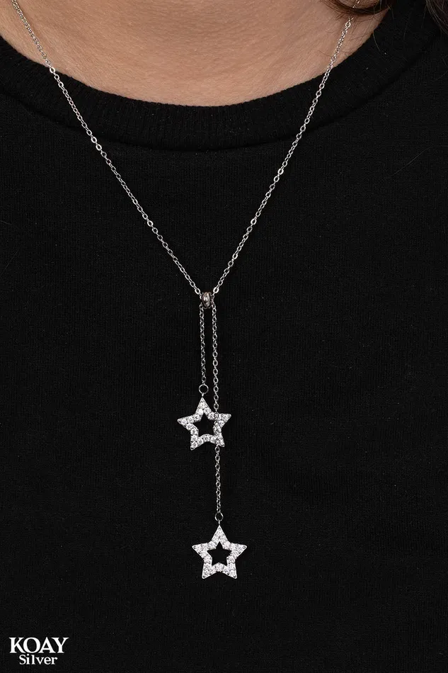 KOAY Necklaces Double Zircon Stars Necklace