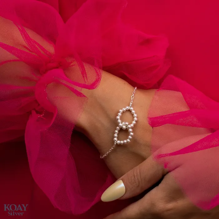 KOAY Silver Store Bracelets Double Circles Balls Bracelet