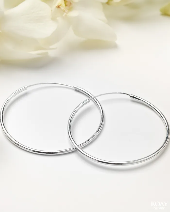 KOAY Silver Store Earrings Large Hoop Earring 02
