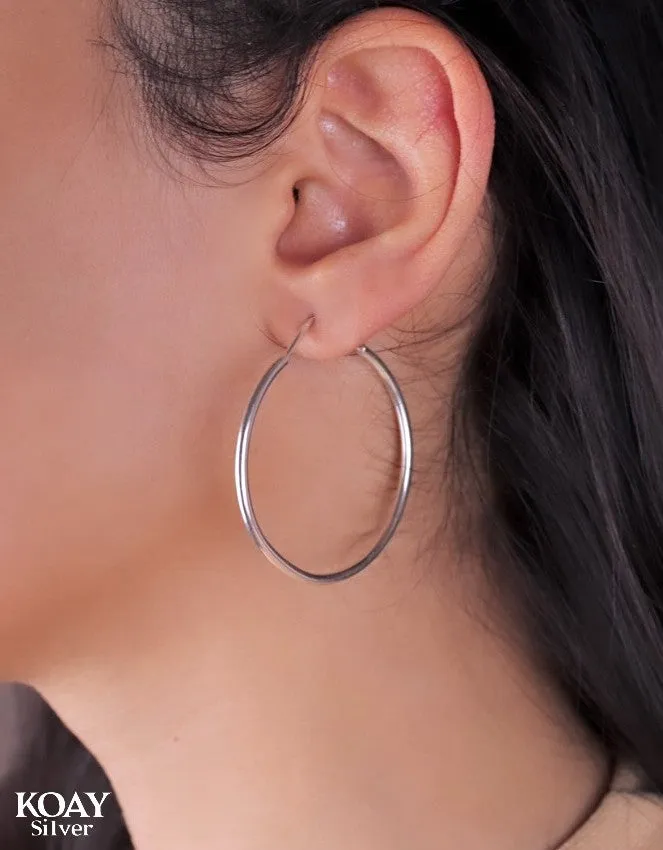 KOAY Silver Store Earrings Large Hoop Earring 02