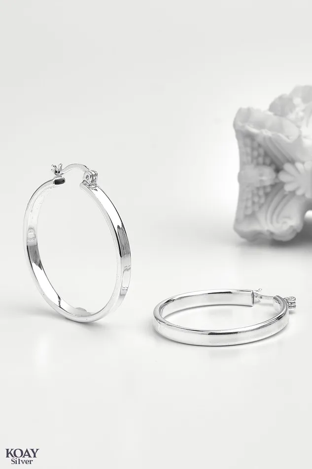 KOAY Silver Store Earrings Thin Plain Earring