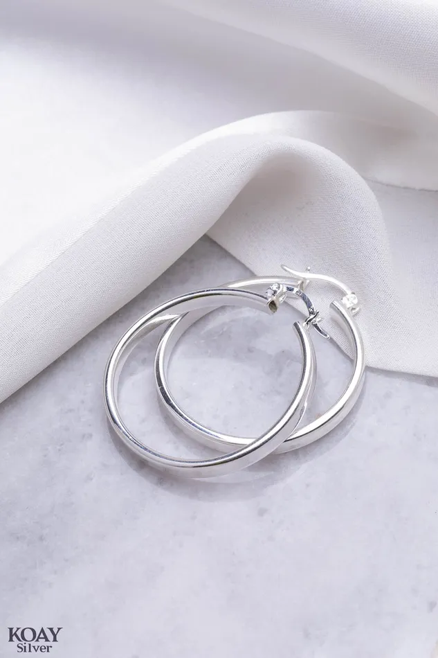 KOAY Silver Store Earrings Thin Plain Earring KOAY Silver Store Earrings Thin Plain Earring