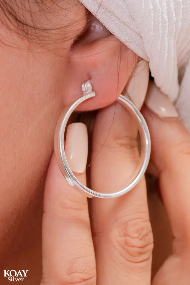 KOAY Silver Store Earrings Thin Plain Earring KOAY Silver Store Earrings Thin Plain Earring