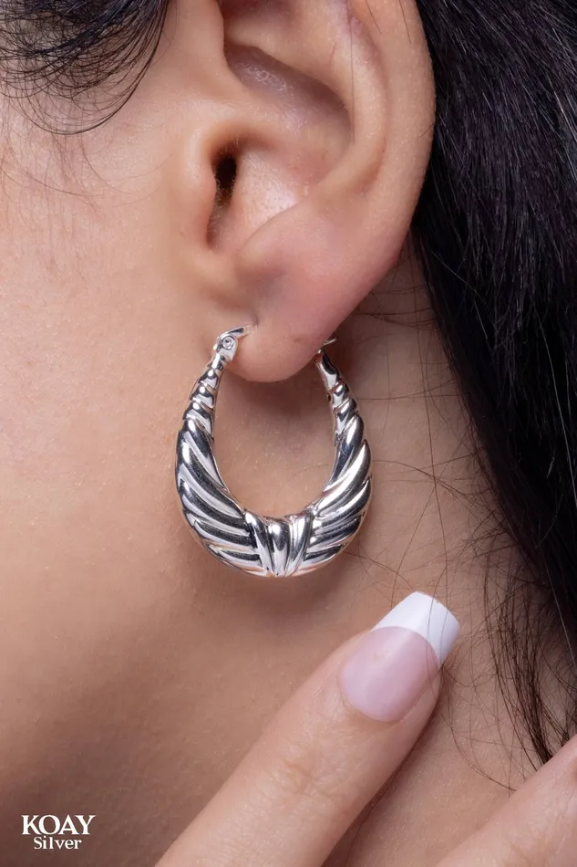 KOAY Silver Store Earrings Wavy Earring 04