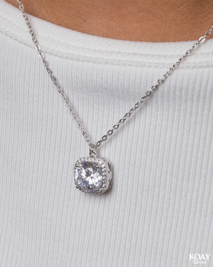 KOAY Silver Store Necklaces Diamond Zircon Necklace