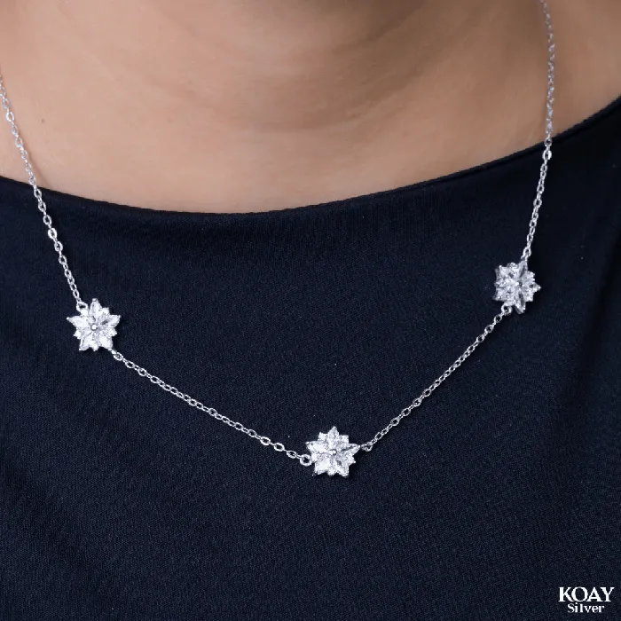 KOAY Silver Store Necklaces Zircon Flower 03 Necklace