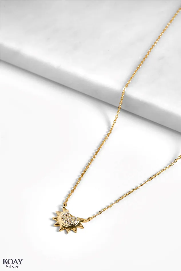 KOAY Silver Store Zircon Sun Necklace GP 03 Necklaces