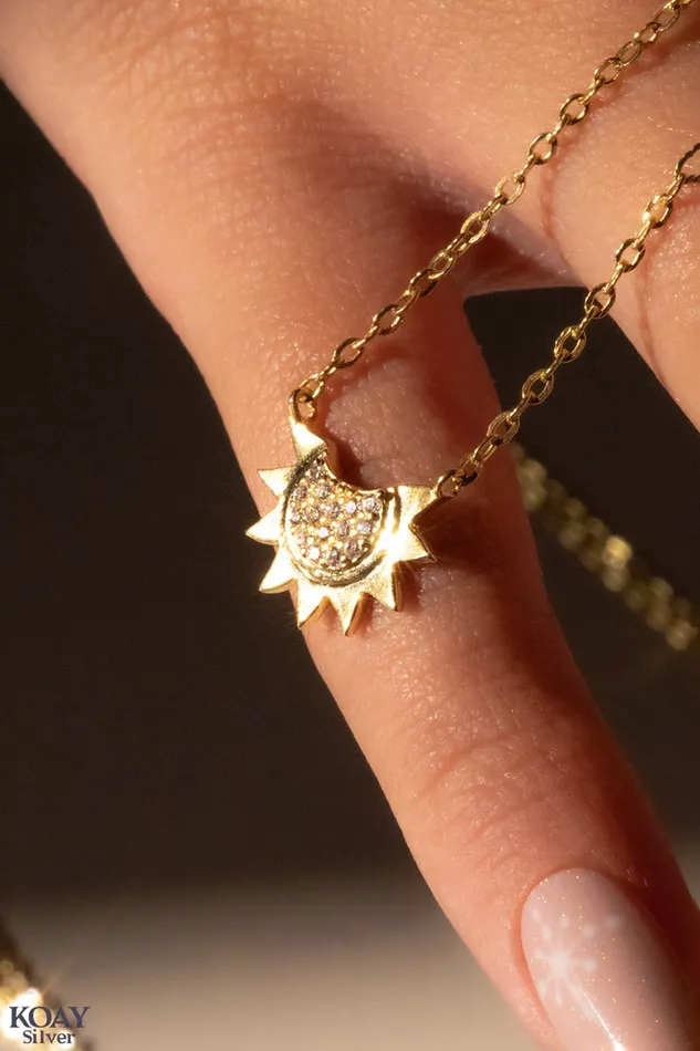 KOAY Silver Store Zircon Sun Necklace GP 03 Necklaces