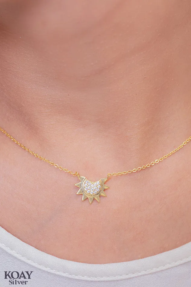 KOAY Silver Store Zircon Sun Necklace GP 03 Necklaces
