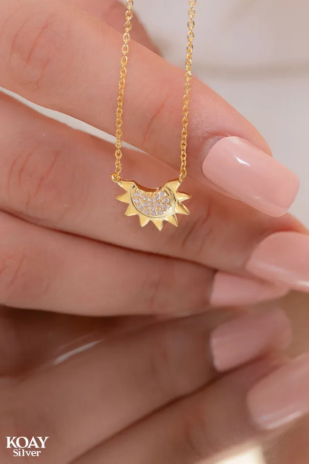 KOAY Silver Store Zircon Sun Necklace GP 03 Necklaces