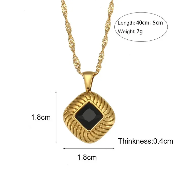 Mabel Love Co Necklaces Square Texture Sterling Silver Zircon Pendant Necklace