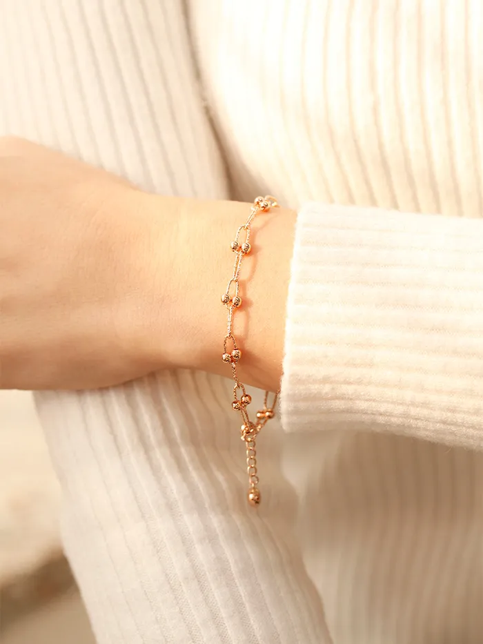 MinimalBijoux Bracelets 14K 18K Gold Antique Twist Round Ball Bracelet