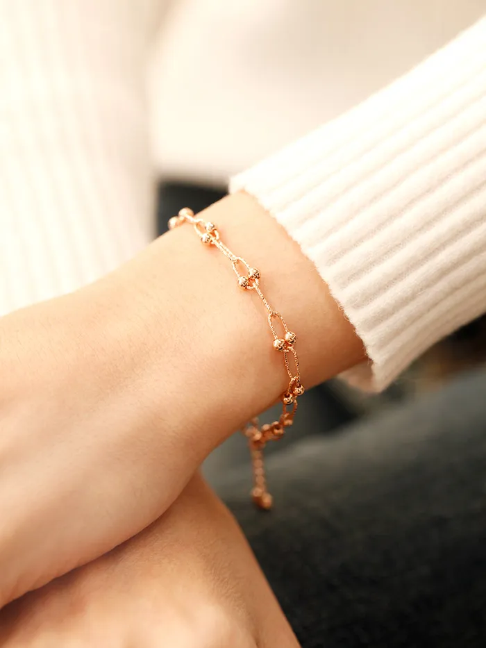 MinimalBijoux Bracelets 14K 18K Gold Antique Twist Round Ball Bracelet