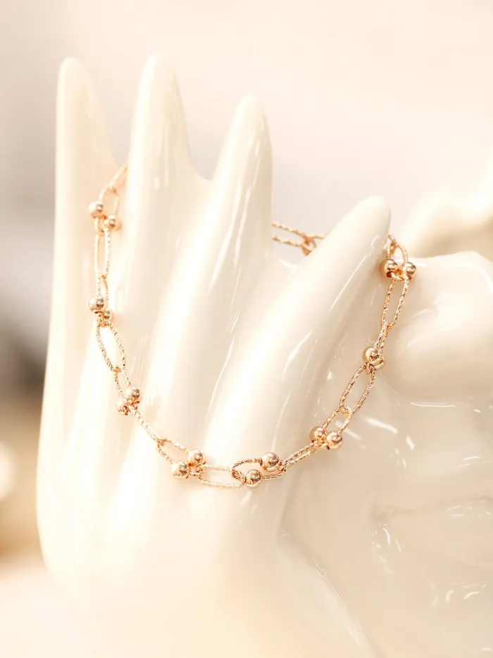 MinimalBijoux Bracelets 14K 18K Gold Antique Twist Round Ball Bracelet